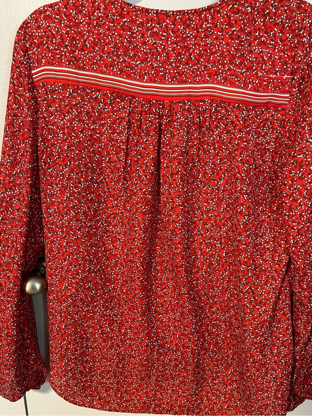 Max Studio Red Floral Print Blouse with Black Outline - Picture 3 of 3